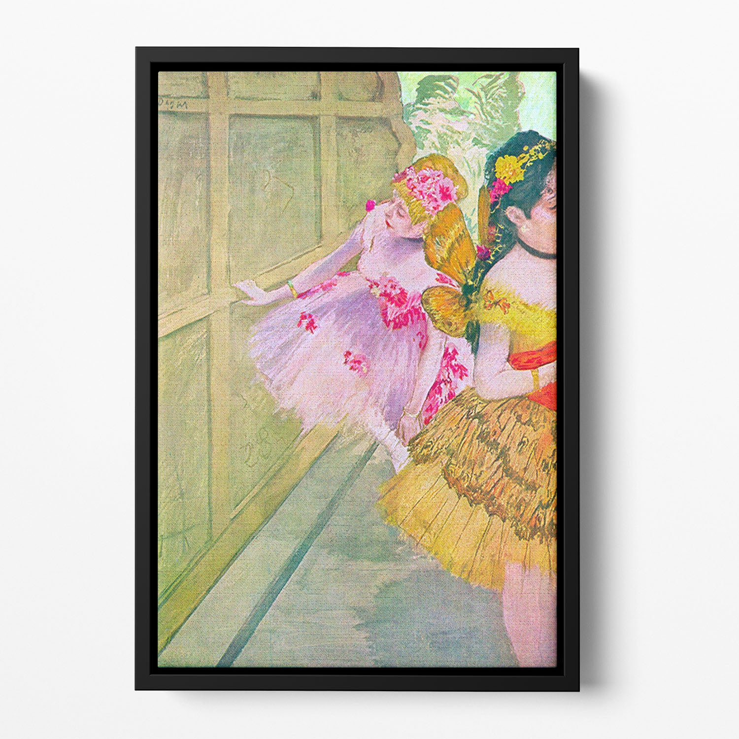 Dancers behind a backdrop by Degas Floating Framed Canvas