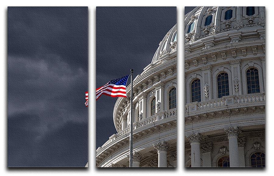 Dark sky over the US Capitol building 3 Split Panel Canvas Print - Canvas Art Rocks - 1