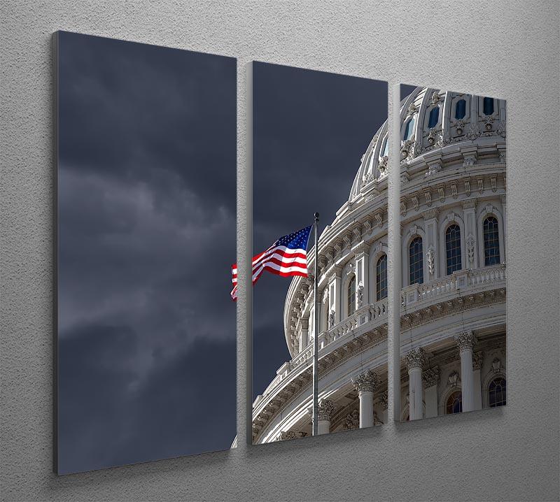 Dark sky over the US Capitol building 3 Split Panel Canvas Print - Canvas Art Rocks - 2