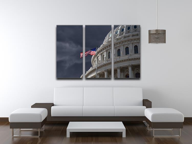 Dark sky over the US Capitol building 3 Split Panel Canvas Print - Canvas Art Rocks - 3
