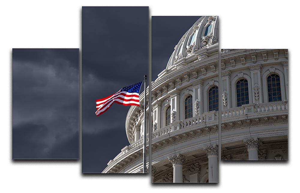 Dark sky over the US Capitol building 4 Split Panel Canvas  - Canvas Art Rocks - 1