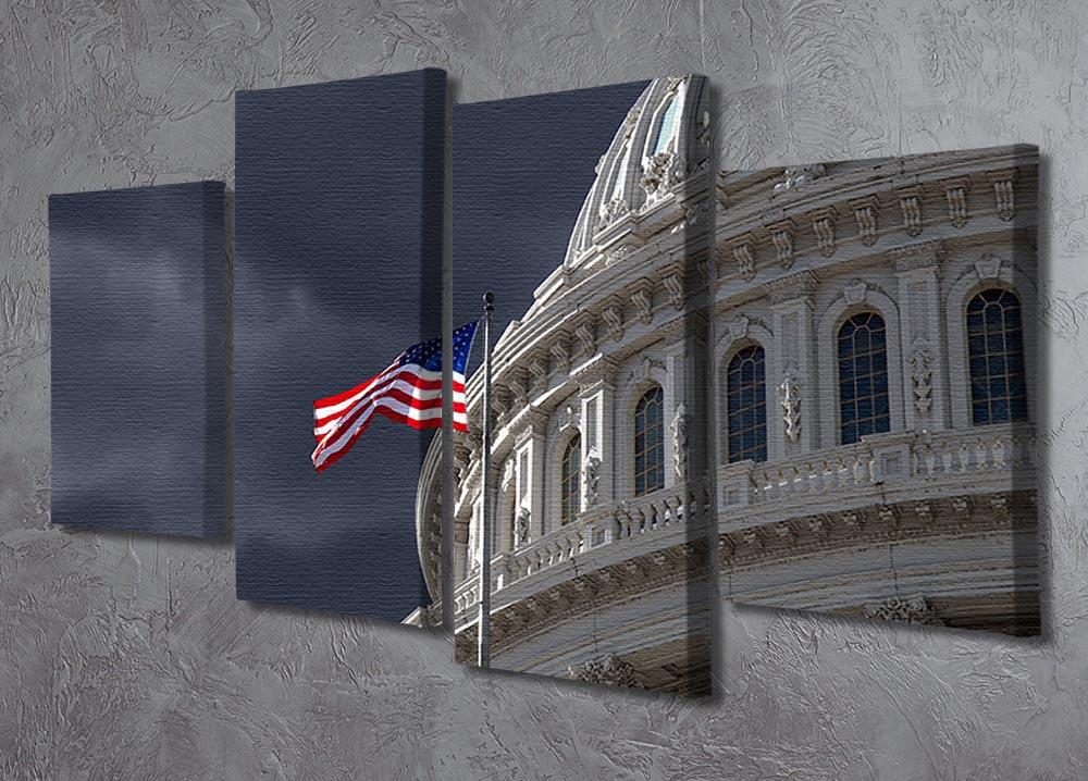 Dark sky over the US Capitol building 4 Split Panel Canvas  - Canvas Art Rocks - 2