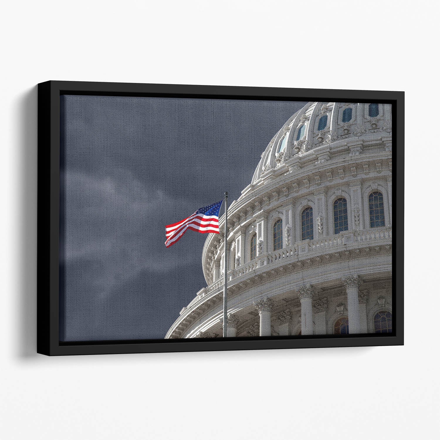 Dark sky over the US Capitol building Floating Framed Canvas
