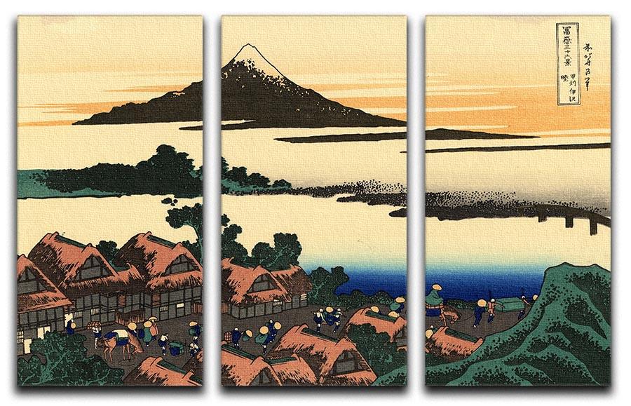 Dawn at Isawa in the Kai province by Hokusai 3 Split Panel Canvas Print - Canvas Art Rocks - 1