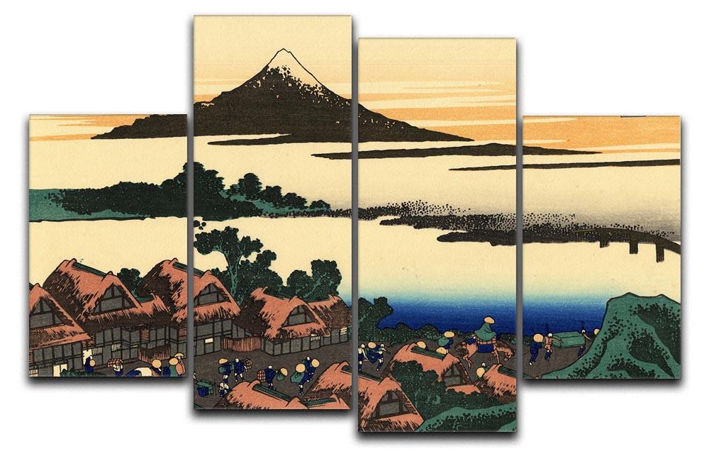 Dawn at Isawa in the Kai province by Hokusai 4 Split Panel Canvas  - Canvas Art Rocks - 1
