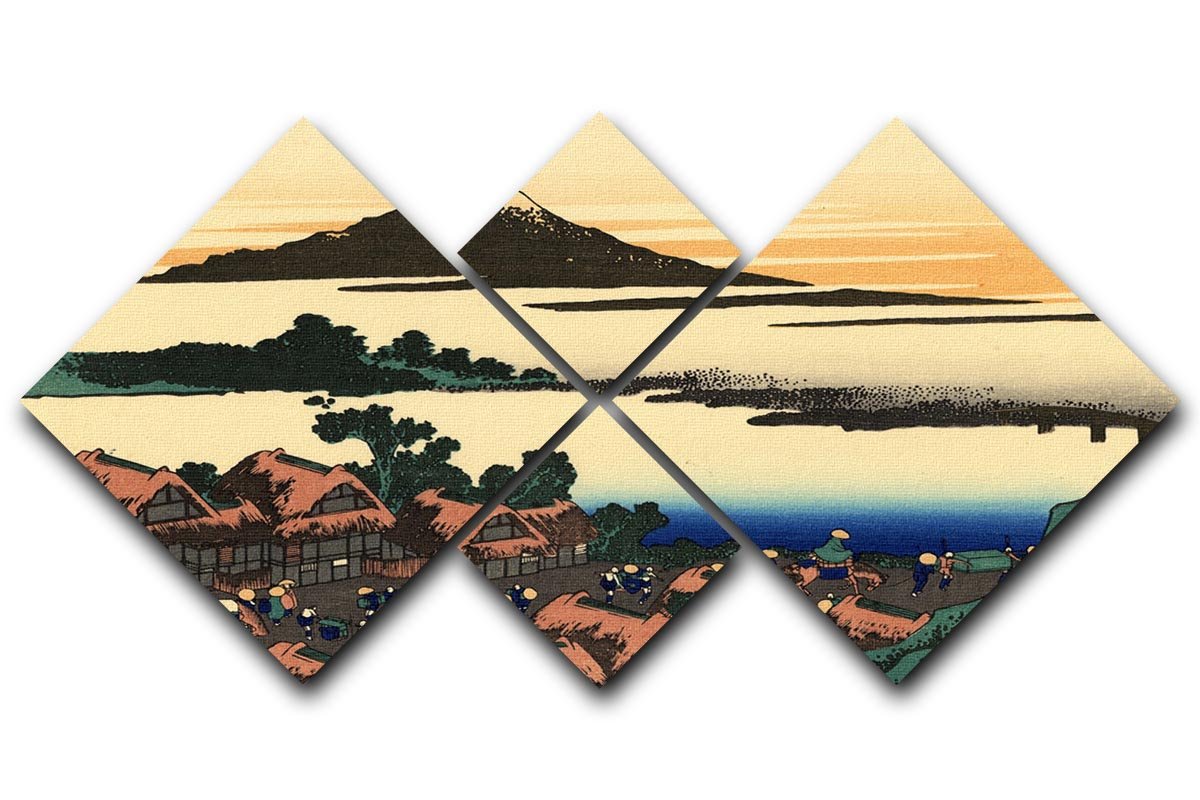 Dawn at Isawa in the Kai province by Hokusai 4 Square Multi Panel Canvas  - Canvas Art Rocks - 1