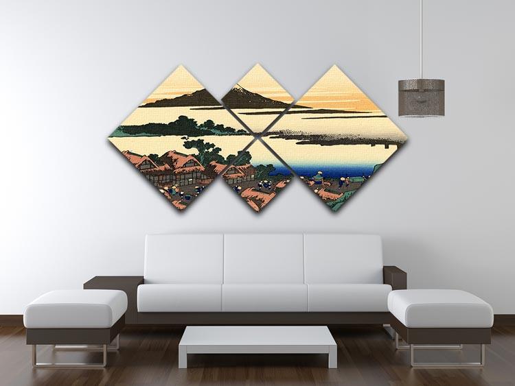 Dawn at Isawa in the Kai province by Hokusai 4 Square Multi Panel Canvas - Canvas Art Rocks - 3