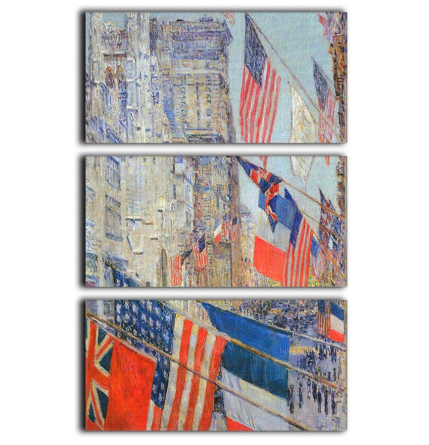 Day of allied victory 1917 by Hassam 3 Split Panel Canvas Print - Canvas Art Rocks - 1