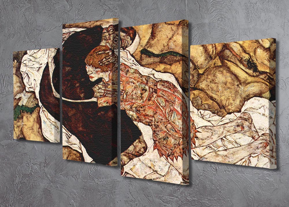 Death and the Woman by Egon Schiele 4 Split Panel Canvas - Canvas Art Rocks - 2