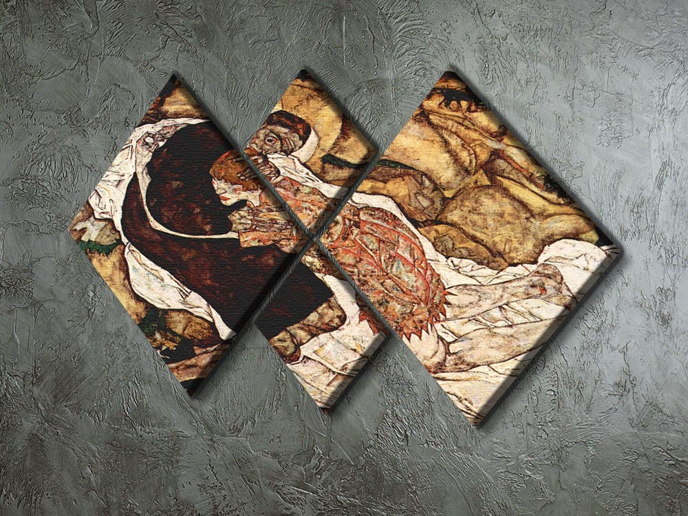 Death and the Woman by Egon Schiele 4 Square Multi Panel Canvas - Canvas Art Rocks - 2