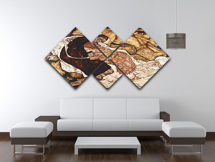 Death and the Woman by Egon Schiele 4 Square Multi Panel Canvas - Canvas Art Rocks - 3