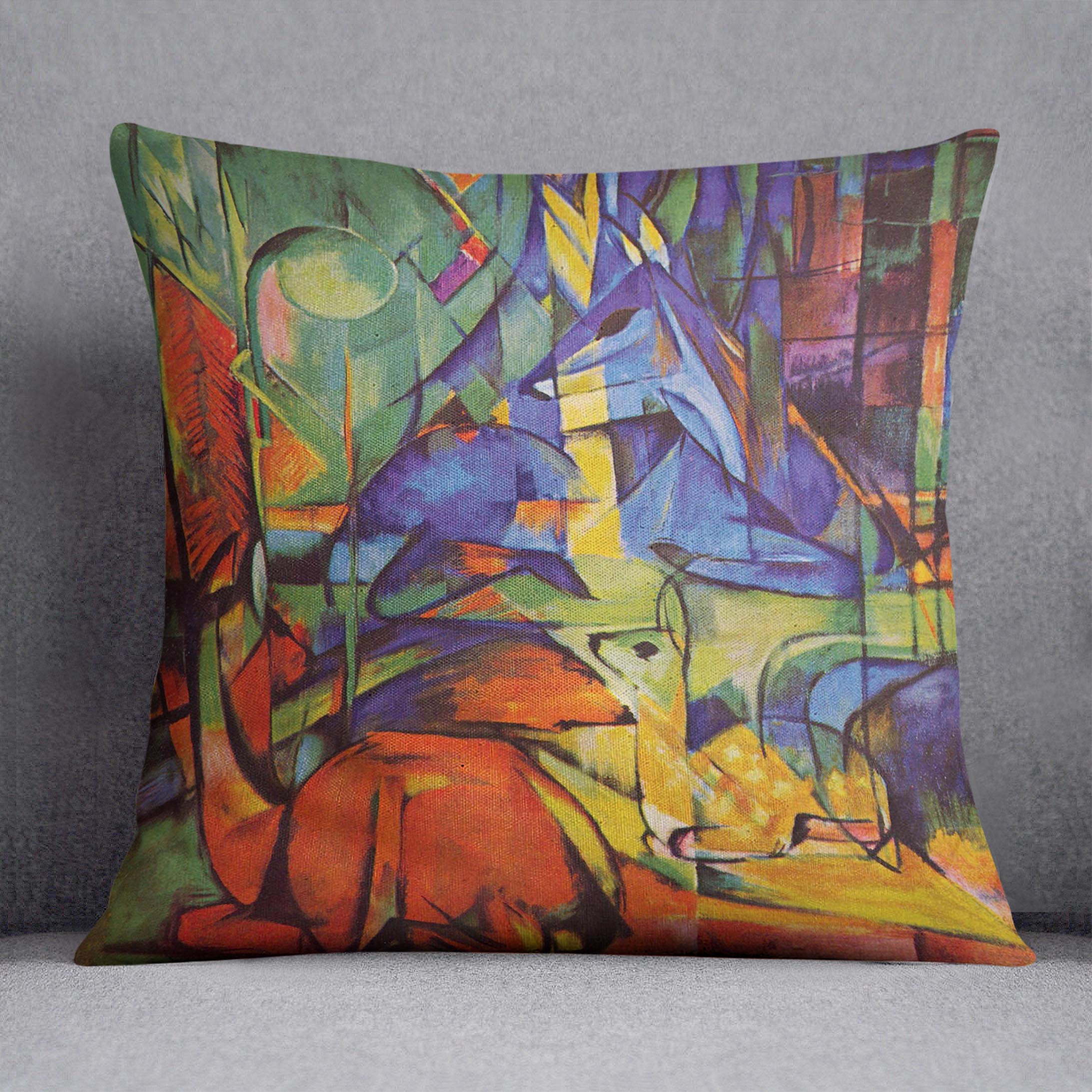 Deer in Forest by Franz Marc Cushion