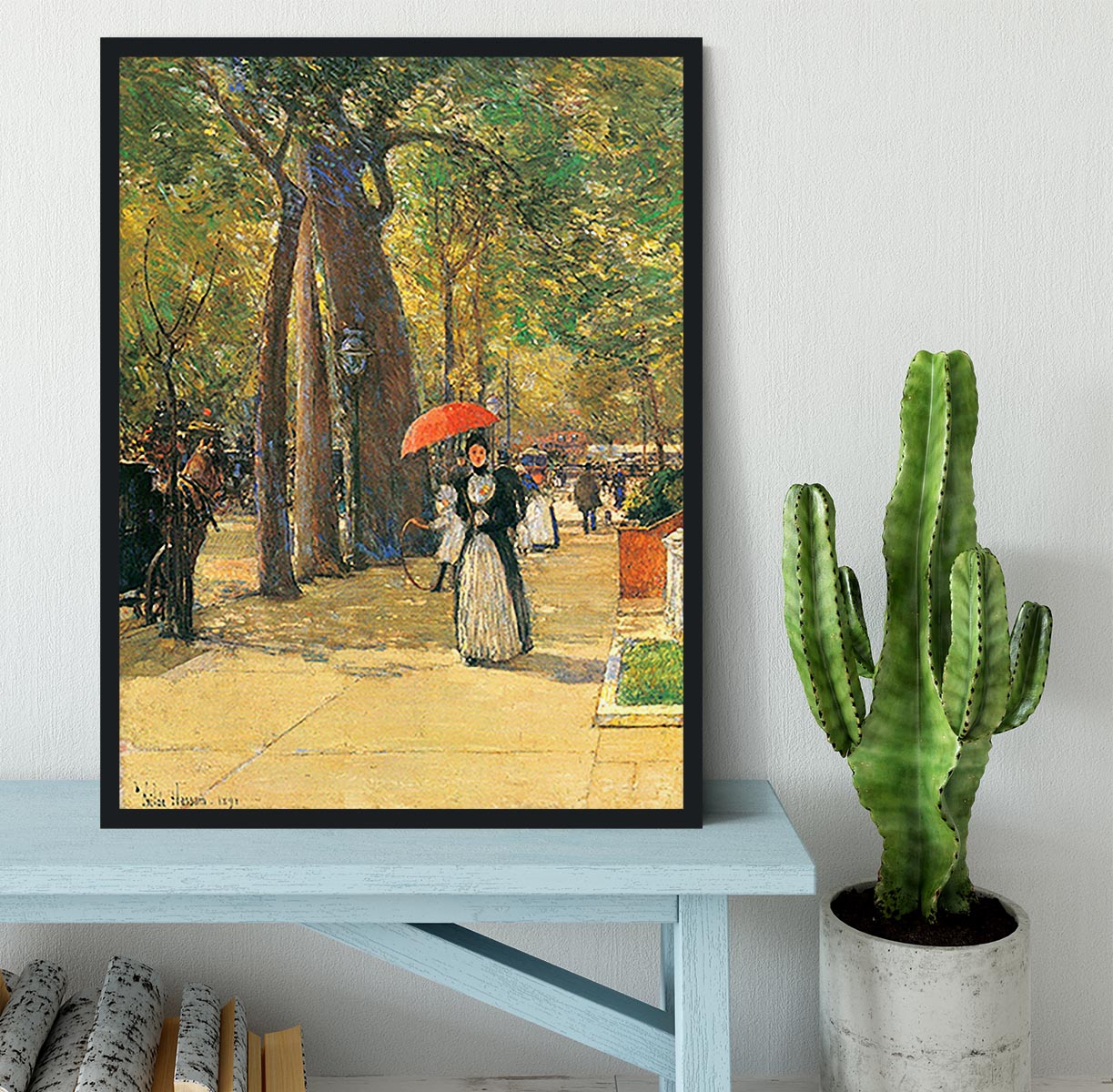 Die Fifth Avenue beim Washington Square by Hassam Framed Print - Canvas Art Rocks - 2