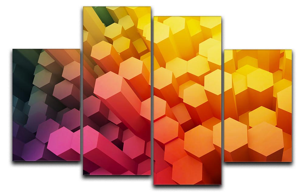 Dimensional Hexagons 4 Split Panel Canvas - Canvas Art Rocks - 1