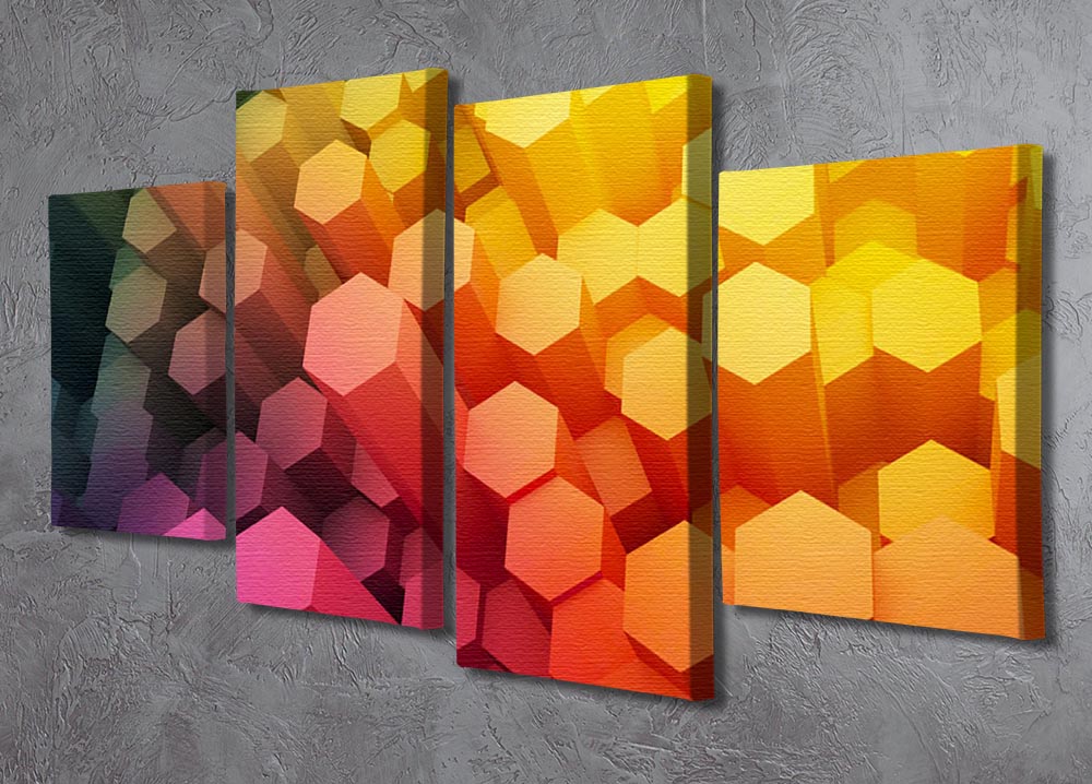 Dimensional Hexagons 4 Split Panel Canvas - Canvas Art Rocks - 2