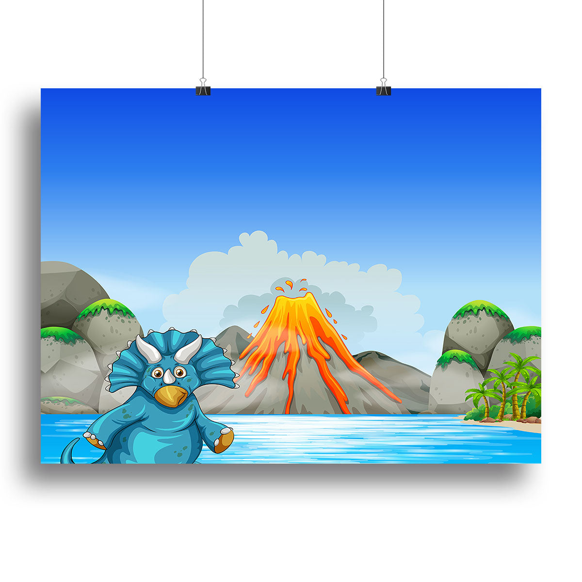Dinosaur living by the lake Canvas Print or Poster - Canvas Art Rocks - 2