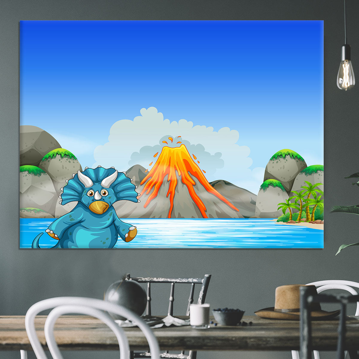 Dinosaur living by the lake Canvas Print or Poster - Canvas Art Rocks - 3
