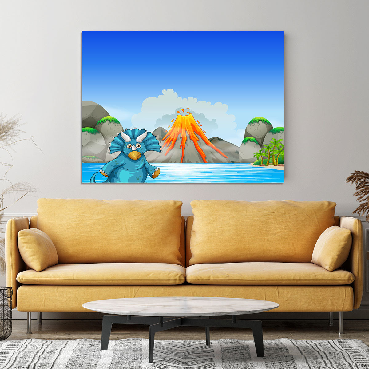 Dinosaur living by the lake Canvas Print or Poster - Canvas Art Rocks - 4