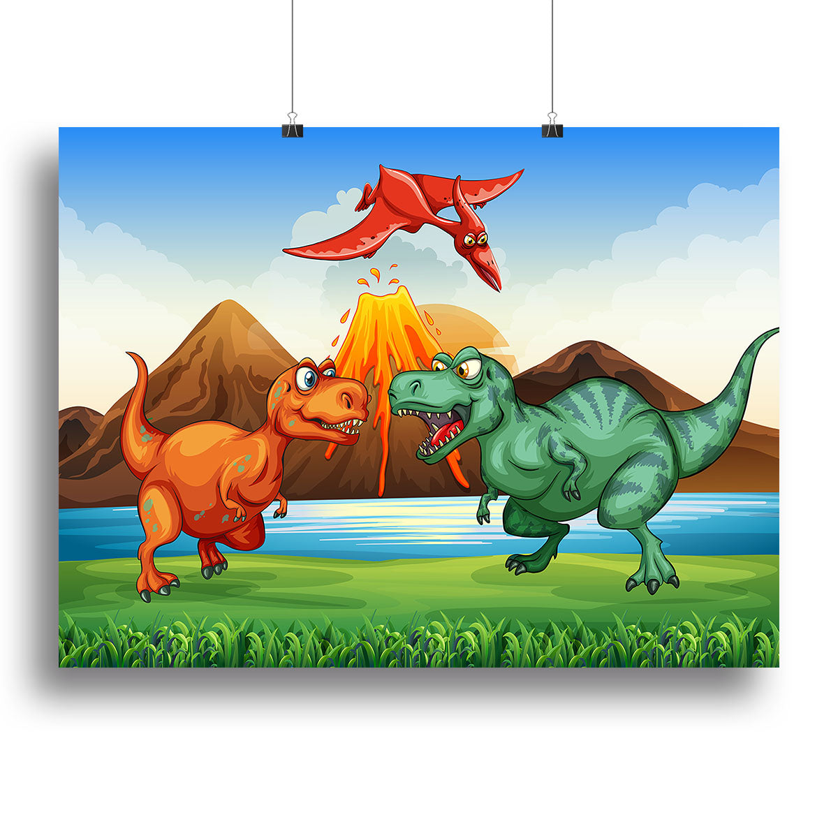 Dinosaurs fighting Canvas Print or Poster - Canvas Art Rocks - 2