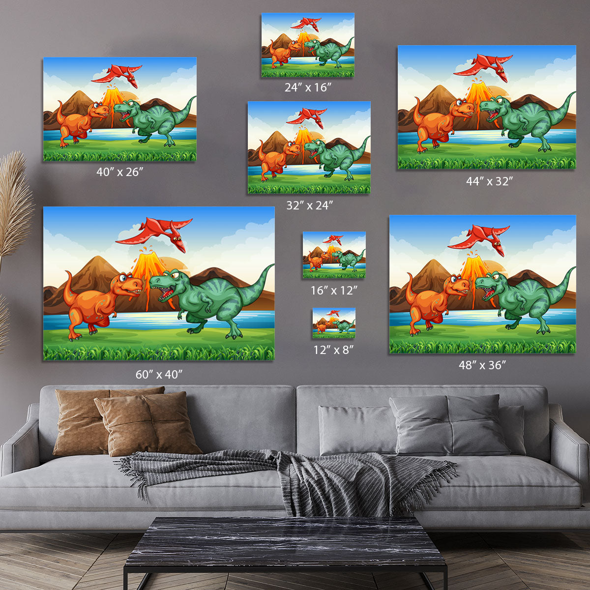 Dinosaurs fighting Canvas Print or Poster - Canvas Art Rocks - 7