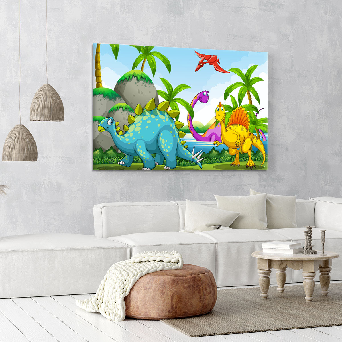 Dinosaurs living in the jungle Canvas Print or Poster - Canvas Art Rocks - 6