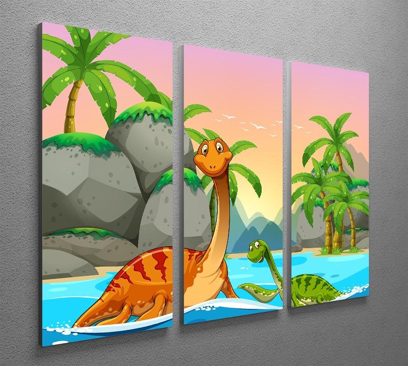 Dinosaurs living in the ocean 3 Split Panel Canvas Print - Canvas Art Rocks - 2