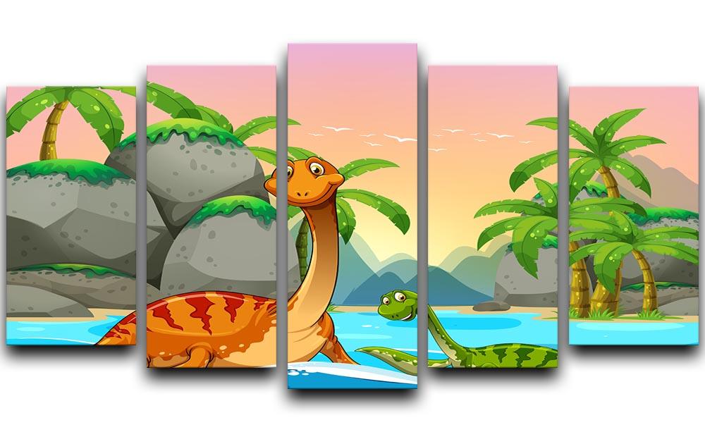 Dinosaurs living in the ocean 5 Split Panel Canvas  - Canvas Art Rocks - 1