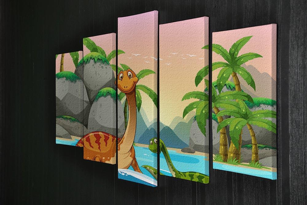 Dinosaurs living in the ocean 5 Split Panel Canvas - Canvas Art Rocks - 2