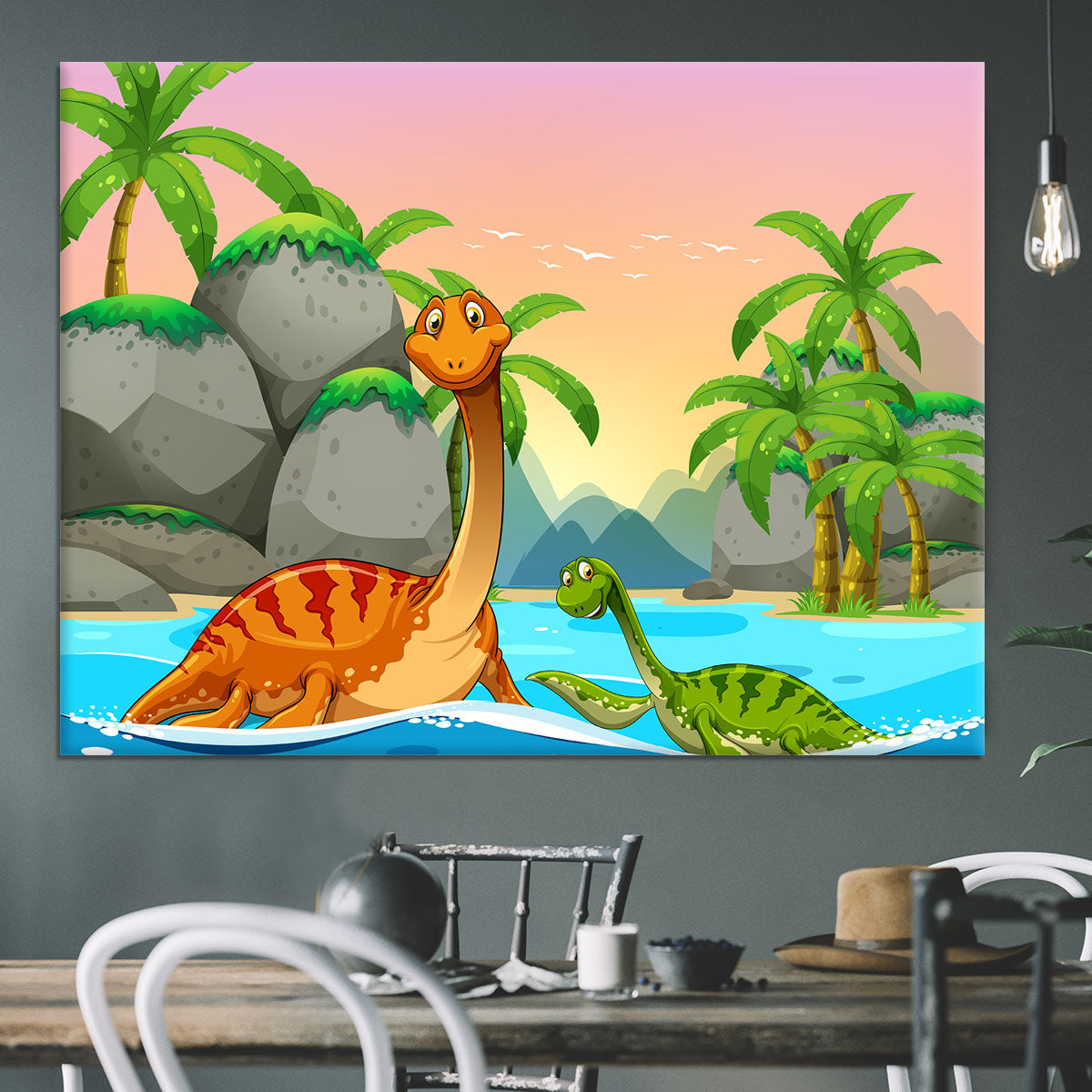 Dinosaurs living in the ocean Canvas Print or Poster - Canvas Art Rocks - 3