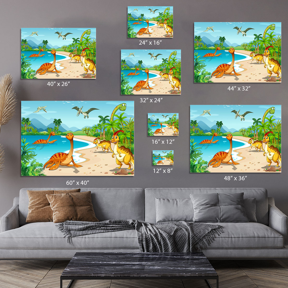 Dinosaurs living on the beach Canvas Print or Poster - Canvas Art Rocks - 7