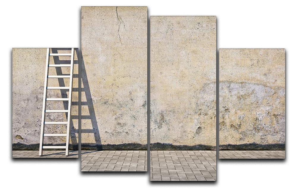 Dirty grunge wall with ladder 4 Split Panel Canvas - Canvas Art Rocks - 1