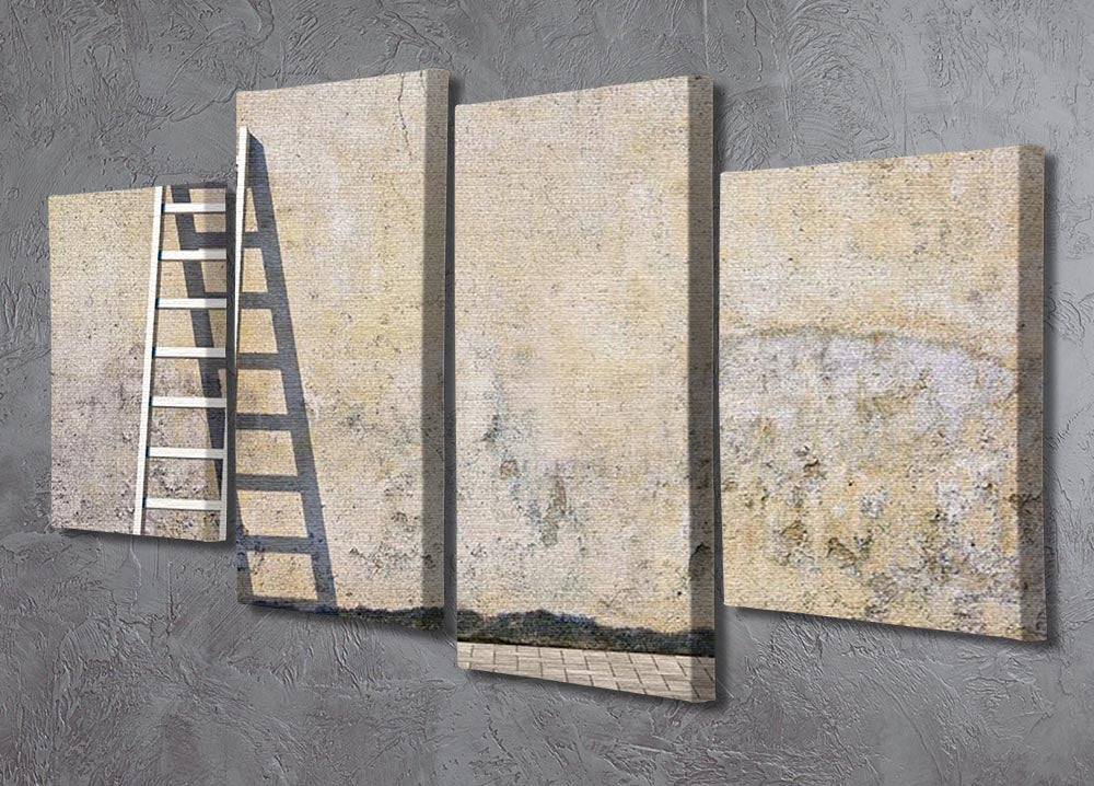 Dirty grunge wall with ladder 4 Split Panel Canvas - Canvas Art Rocks - 2