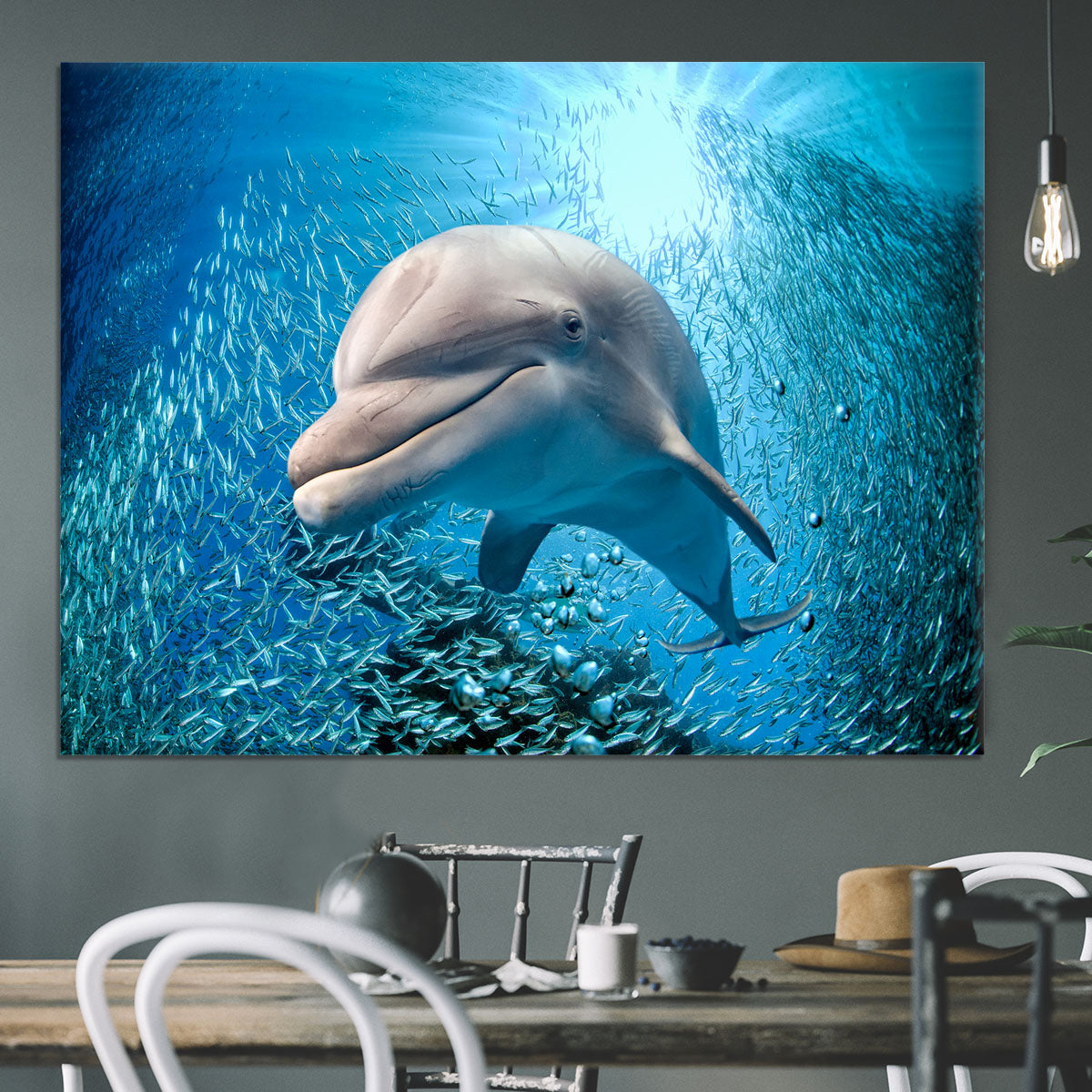 Dolphin underwater on ocean Canvas Print or Poster - Canvas Art Rocks - 3