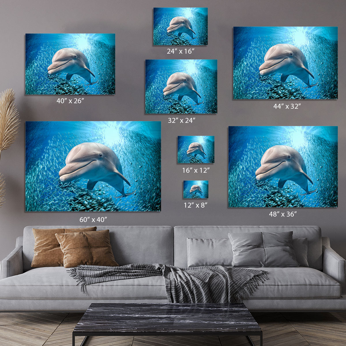 Dolphin underwater on ocean Canvas Print or Poster - Canvas Art Rocks - 7