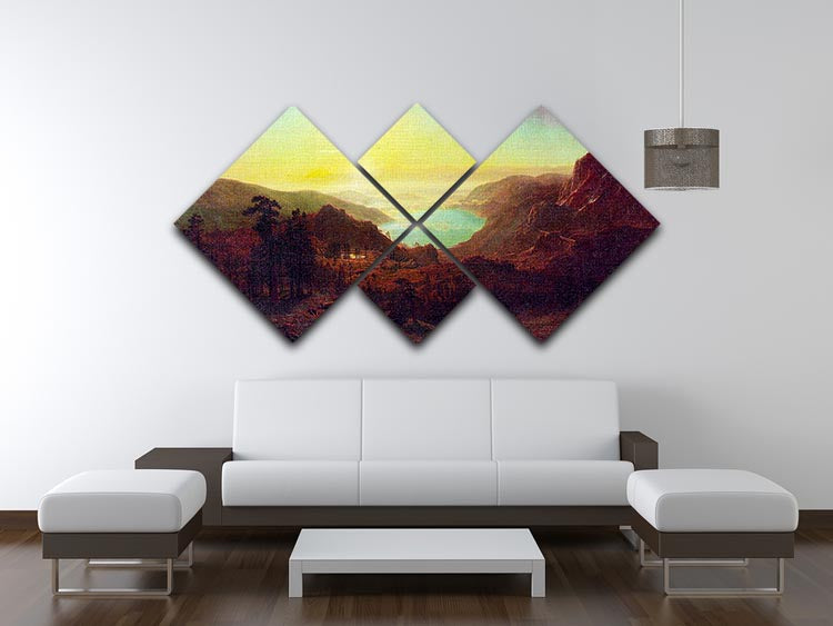 Donner Lake 2 by Bierstadt 4 Square Multi Panel Canvas - Canvas Art Rocks - 3