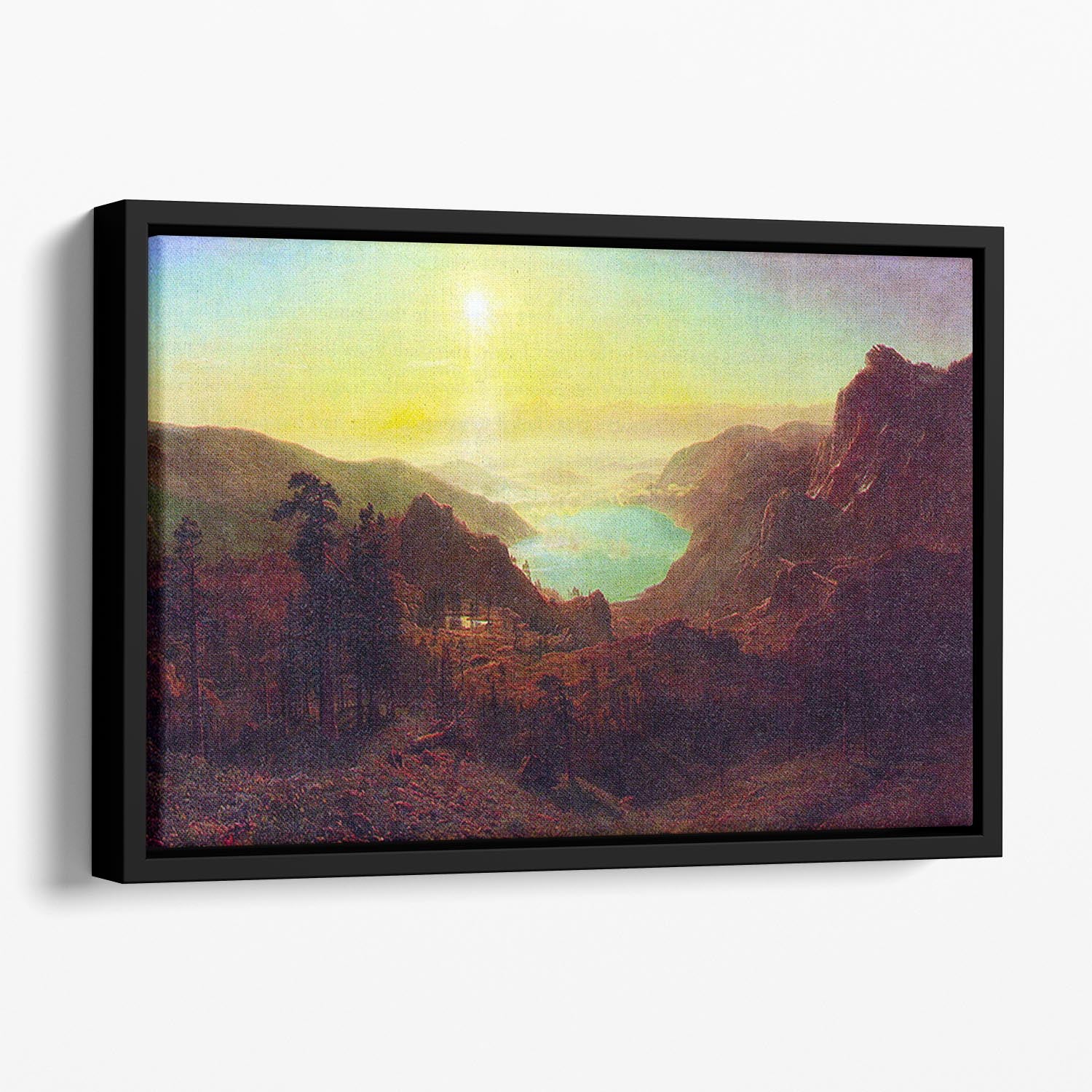 Donner Lake 2 by Bierstadt Floating Framed Canvas - Canvas Art Rocks - 1