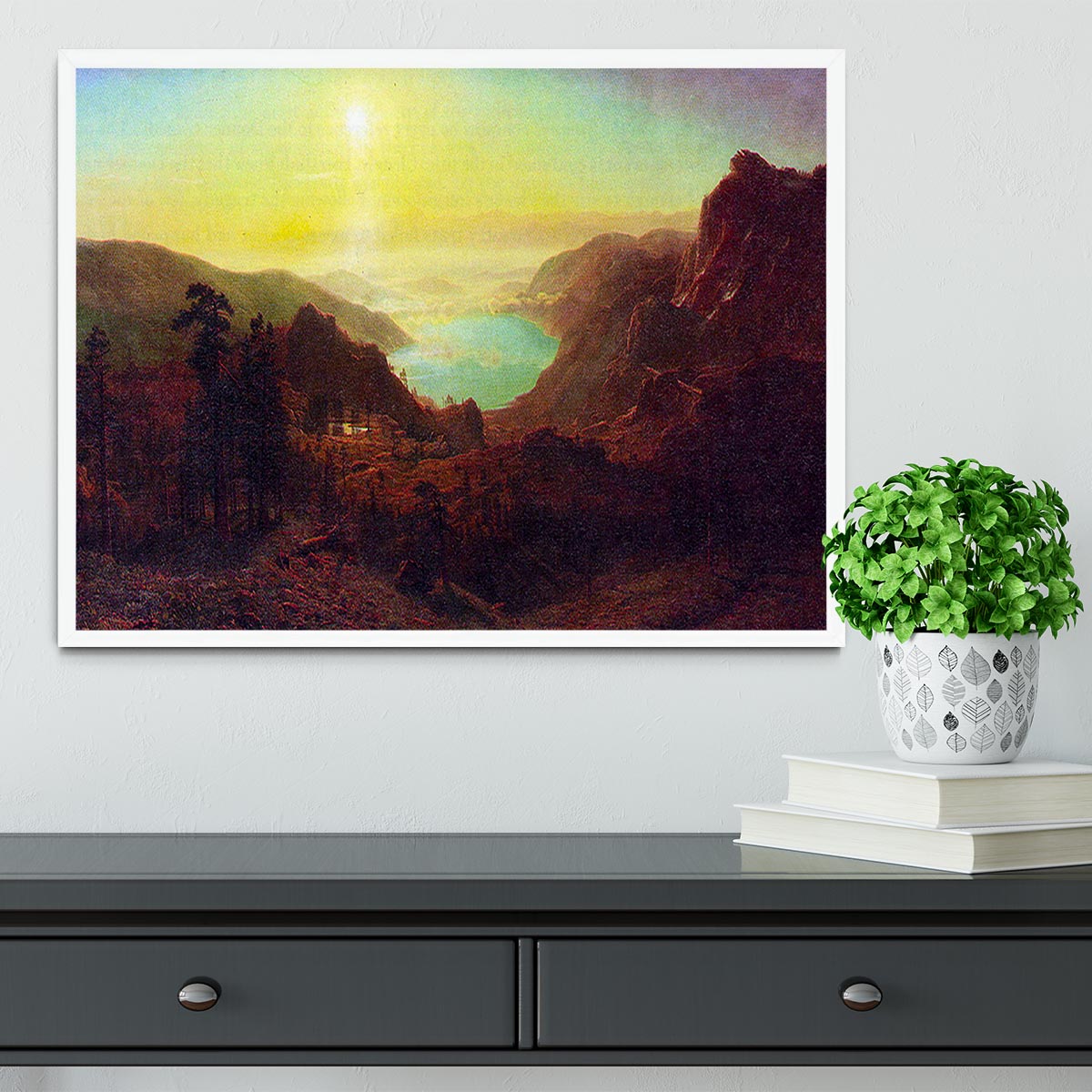 Donner Lake 2 by Bierstadt Framed Print - Canvas Art Rocks -6