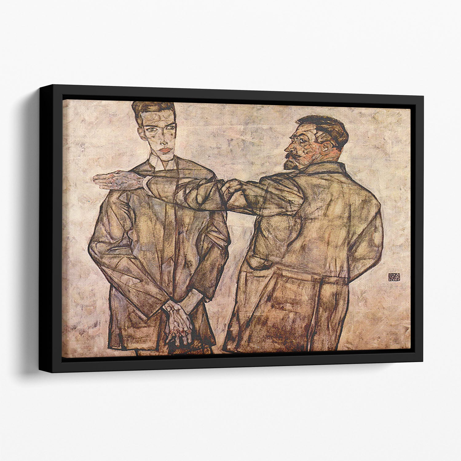 Double Portrait of Heinrich Bensch and his Son Otto by Egon Schiele Floating Framed Canvas