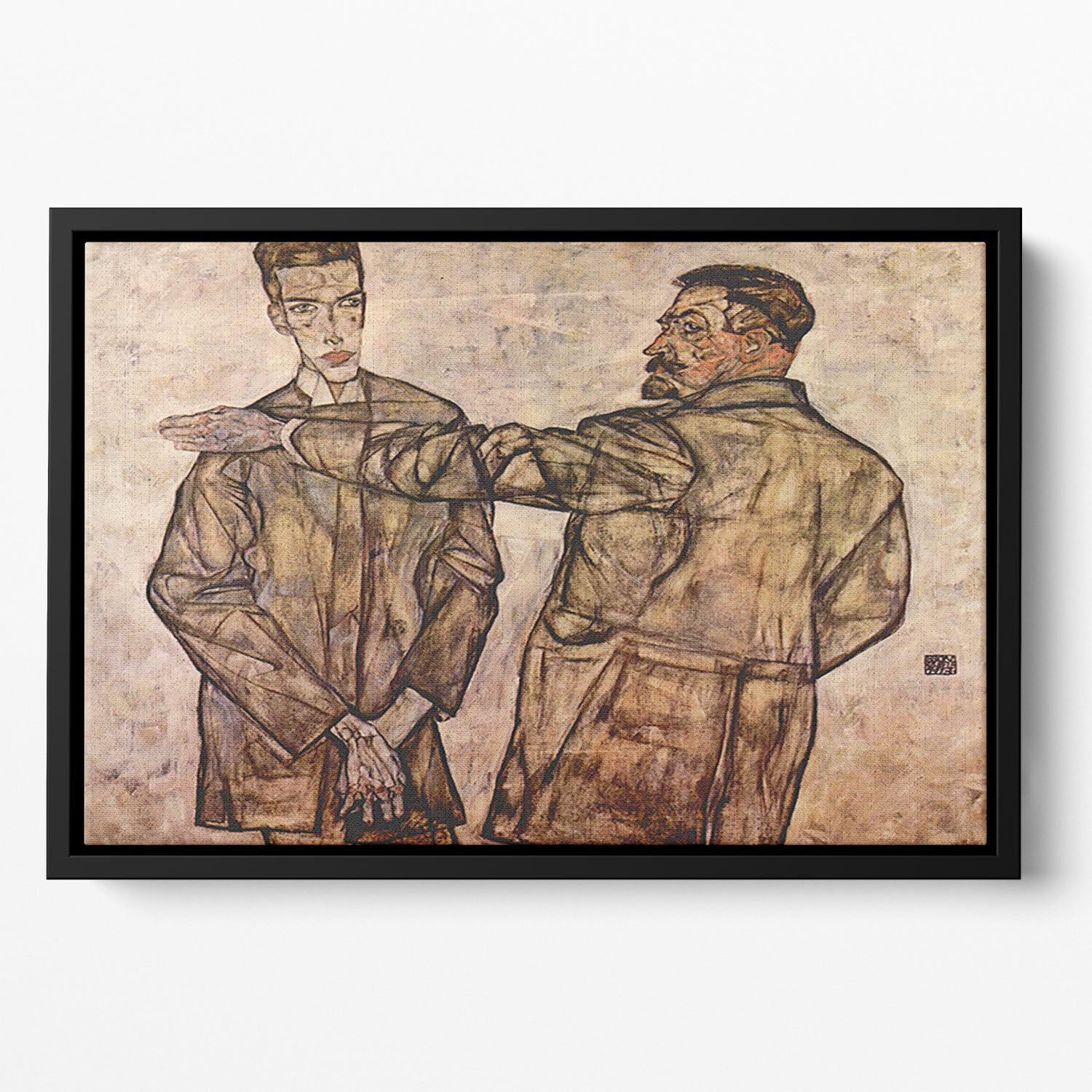 Double Portrait of Heinrich Bensch and his Son Otto by Egon Schiele Floating Framed Canvas