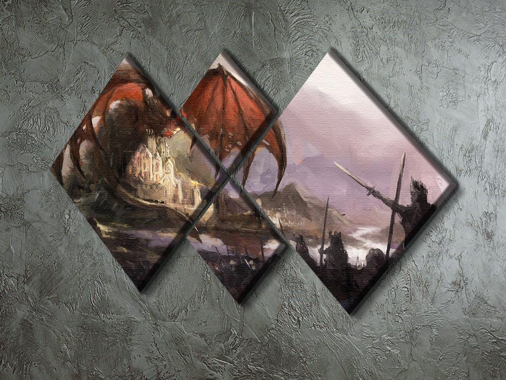 Dragon 4 Square Multi Panel Canvas  - Canvas Art Rocks - 2