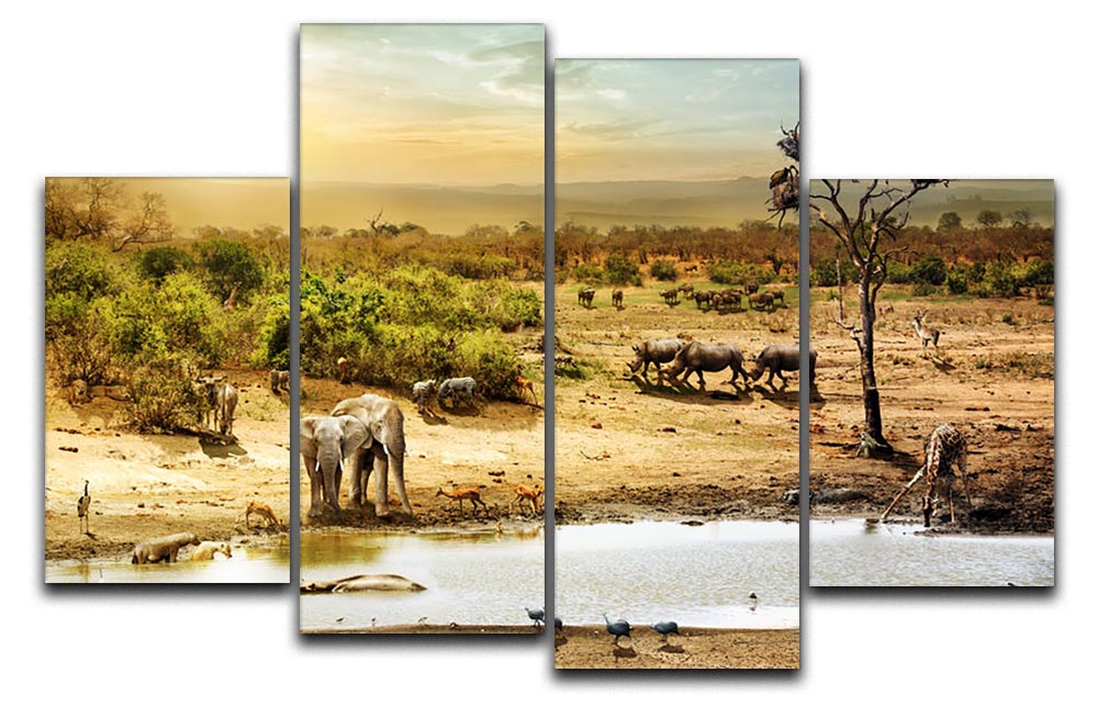 Dreamy scene of common South African safari 4 Split Panel Canvas - Canvas Art Rocks - 1