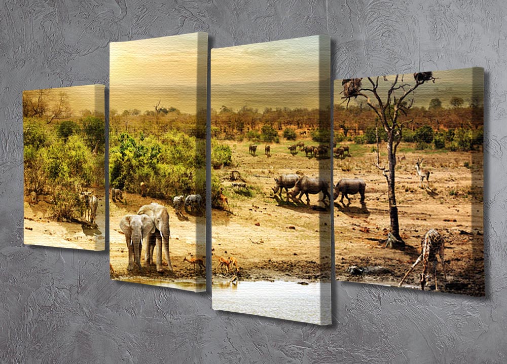 Dreamy scene of common South African safari 4 Split Panel Canvas - Canvas Art Rocks - 2