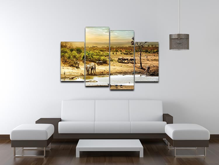 Dreamy scene of common South African safari 4 Split Panel Canvas - Canvas Art Rocks - 3