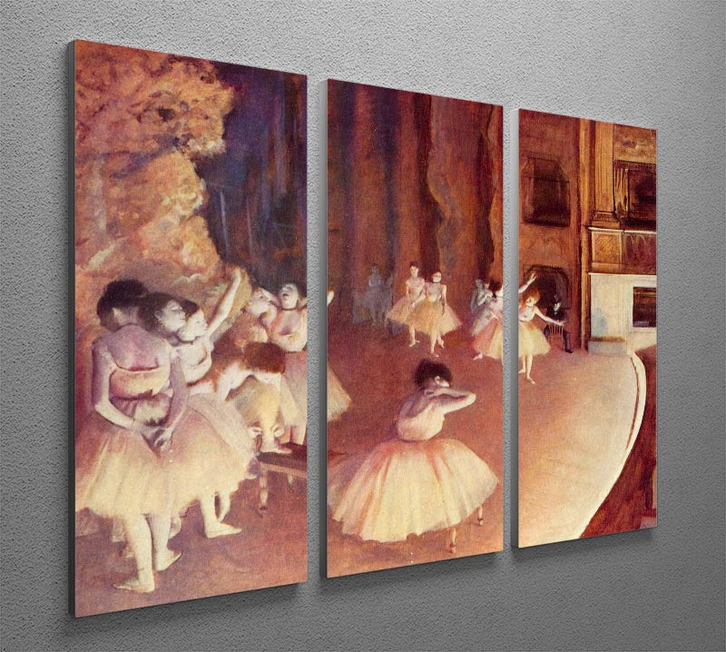 Dress rehearsal of the ballet on the stage by Degas 3 Split Panel Canvas Print - Canvas Art Rocks - 2