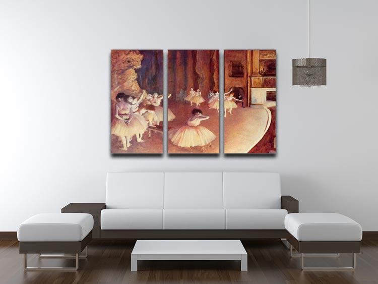Dress rehearsal of the ballet on the stage by Degas 3 Split Panel Canvas Print - Canvas Art Rocks - 3