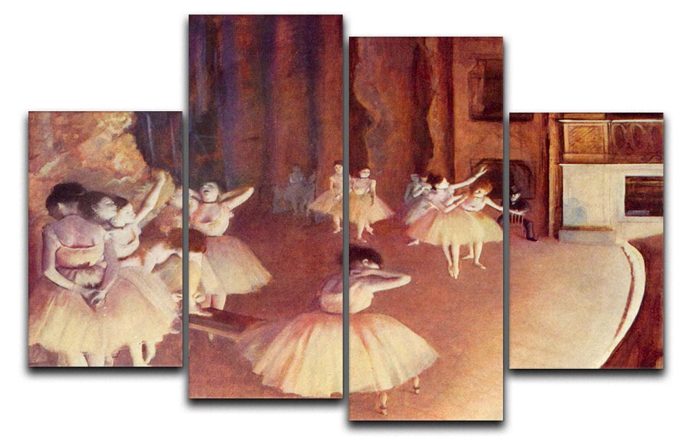 Dress rehearsal of the ballet on the stage by Degas 4 Split Panel Canvas - Canvas Art Rocks - 1