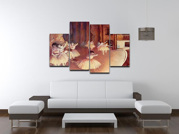 Dress rehearsal of the ballet on the stage by Degas 4 Split Panel Canvas - Canvas Art Rocks - 3