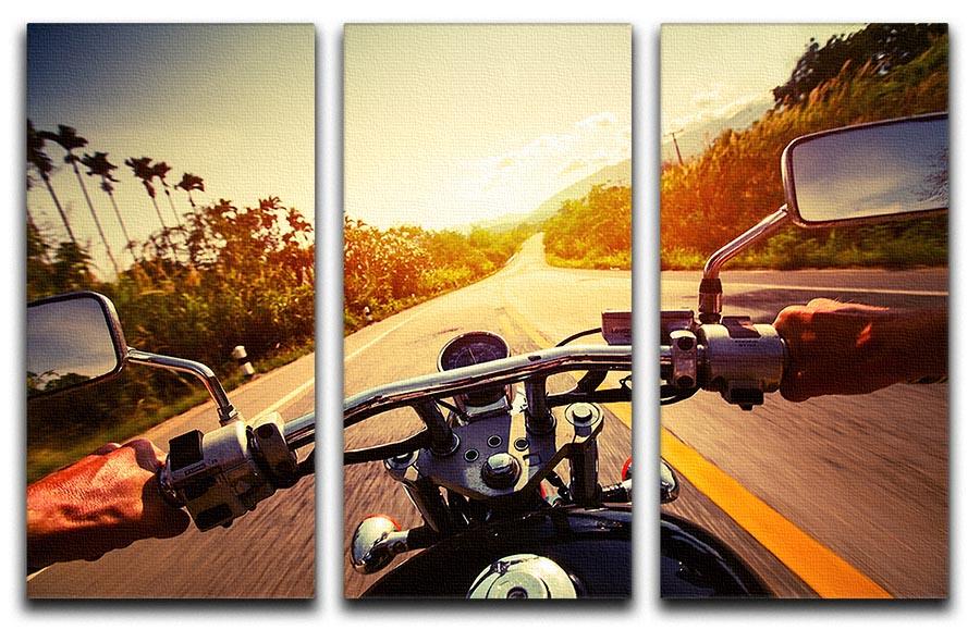 Driver riding motorbike 3 Split Panel Canvas Print - Canvas Art Rocks - 1