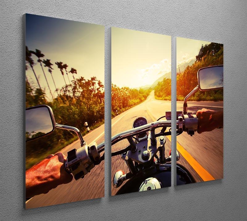 Driver riding motorbike 3 Split Panel Canvas Print - Canvas Art Rocks - 2
