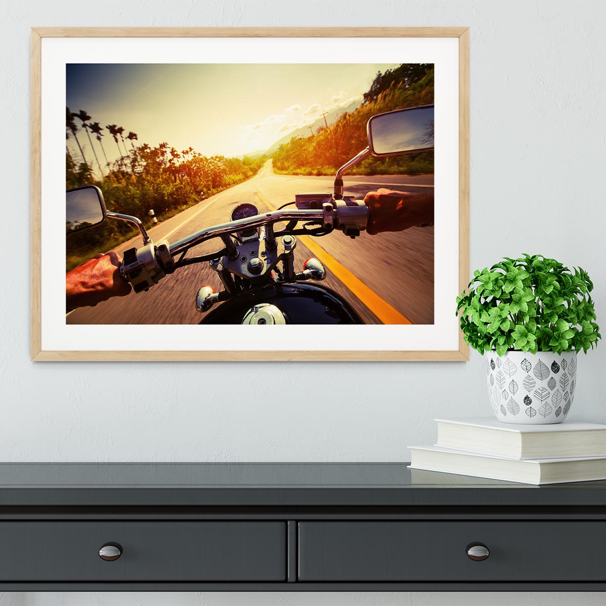 Driver riding motorbike Framed Print - Canvas Art Rocks - 3